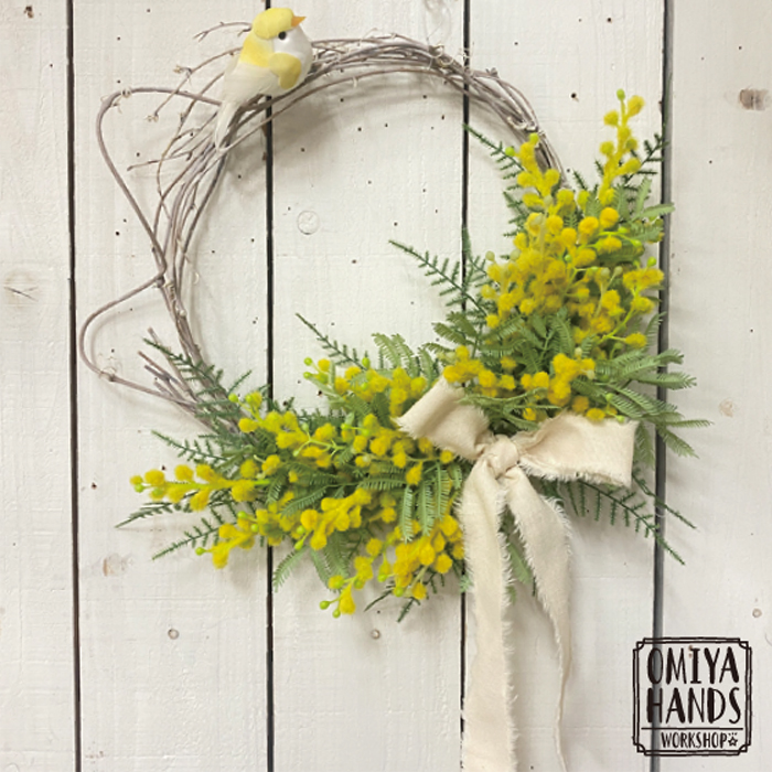 ミモザハーフリース リース(ミモザのハーフリース) / ドライフラワー